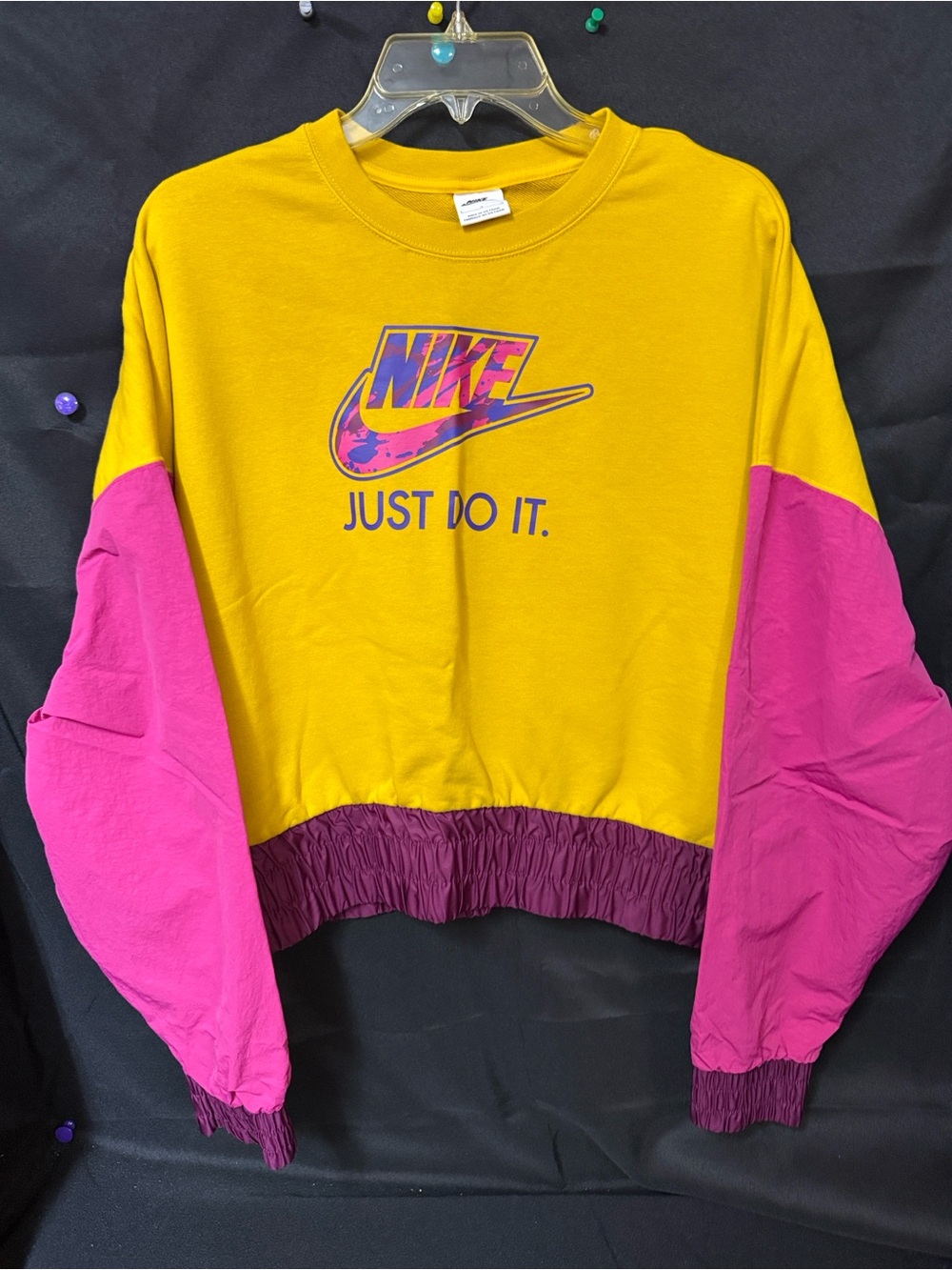 Nike Yellow & Pink Graphic Cropped Top